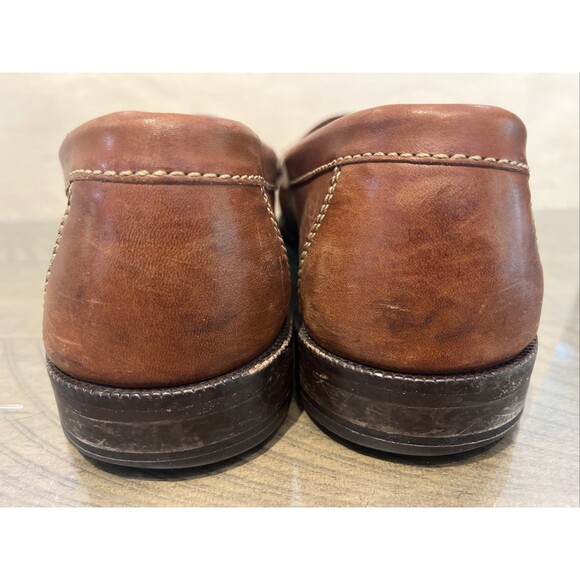 Cole Haan Brown Leather loafer Slip-On mens size 11 Tassel Fringe moc toe preppy - Picture 3 of 10